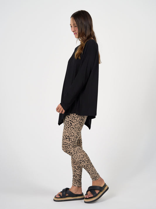 Susie Oversized Asymmetrical Bamboo Top - Black
