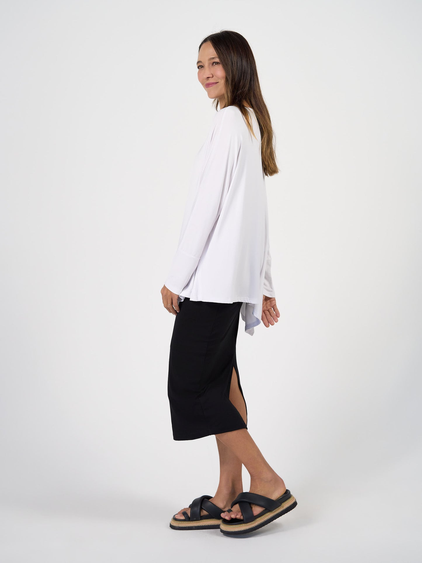 Susie Oversized Asymmetrical Bamboo Top - White
