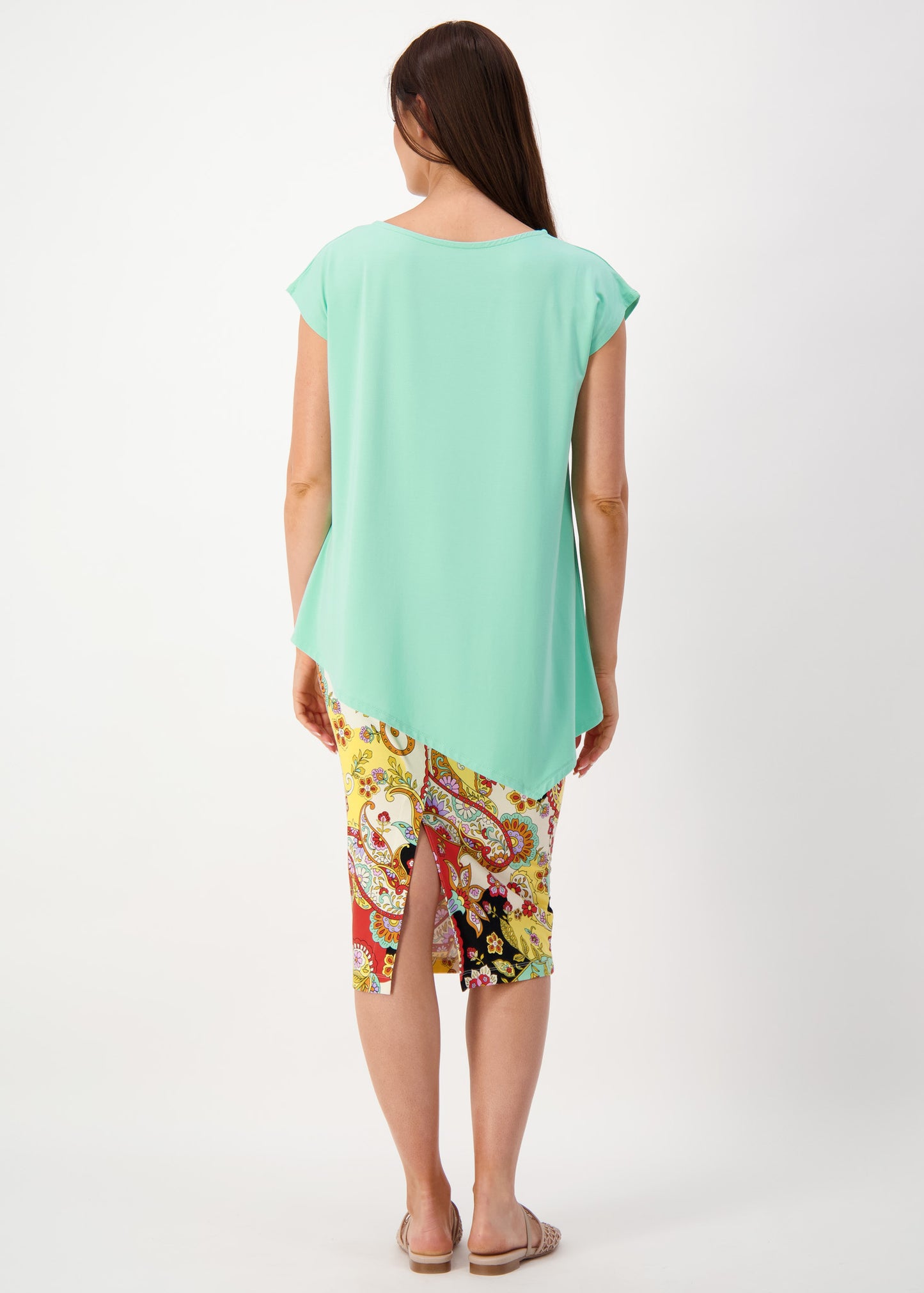 Toni Asymmetrical Bamboo T-Shirt - Turquoise