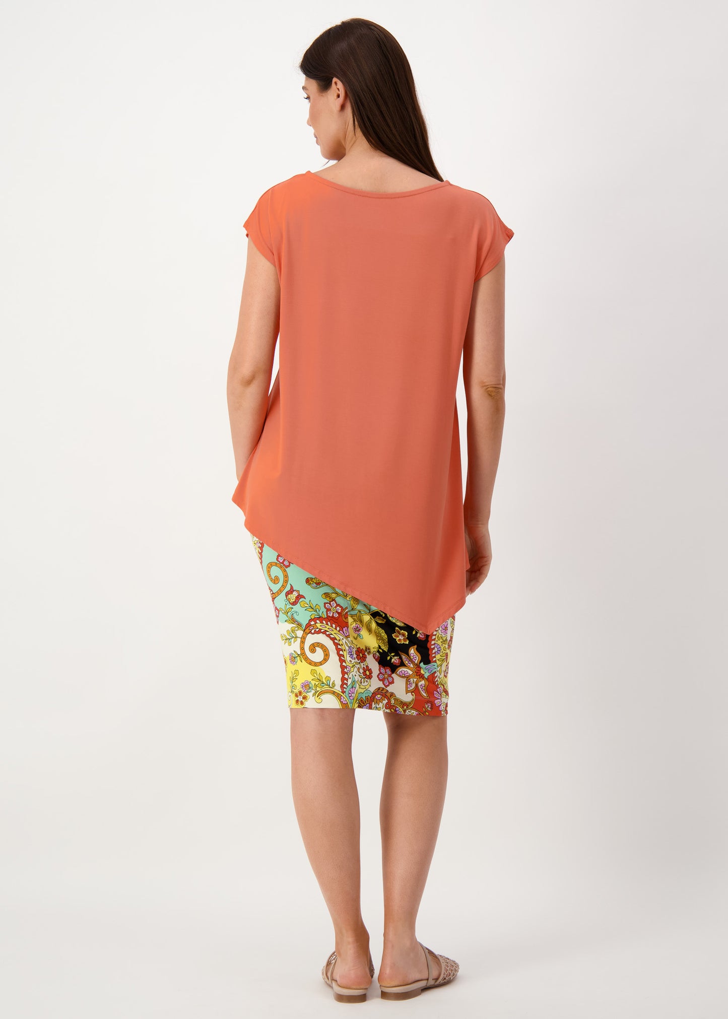Toni Asymmetrical Bamboo T-Shirt - Coral