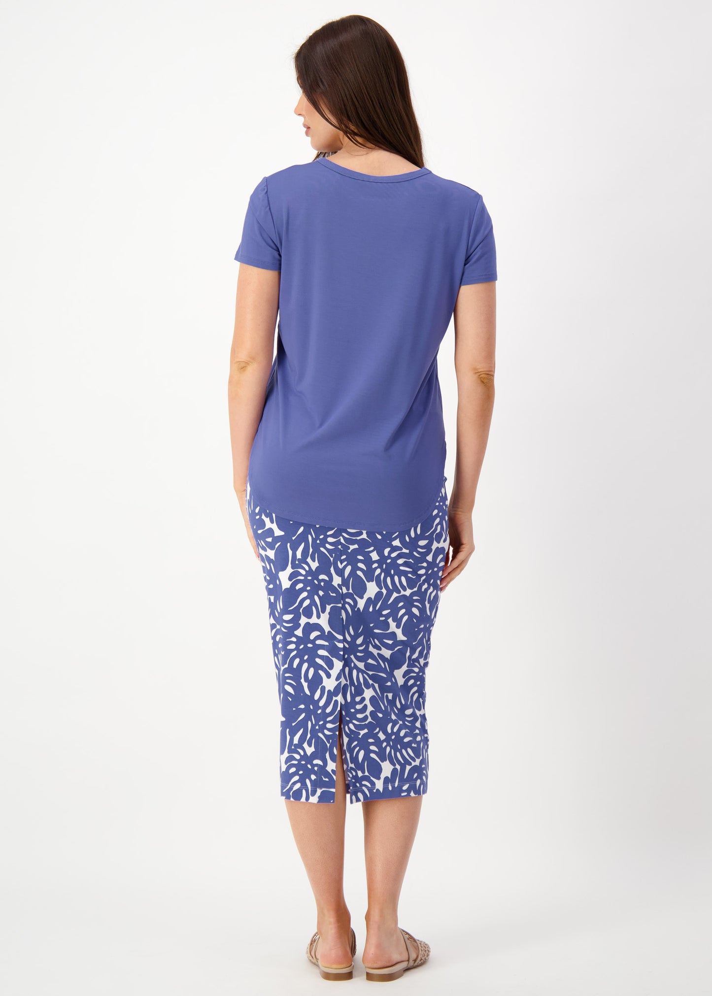Veronica Bamboo V-Neck T-Shirt - Marlin Blue