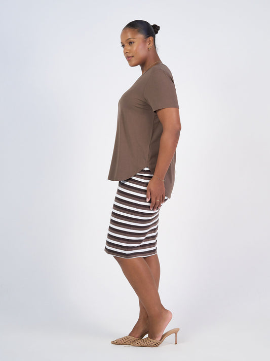 Veronica Bamboo V-Neck T-Shirt - Chocolate