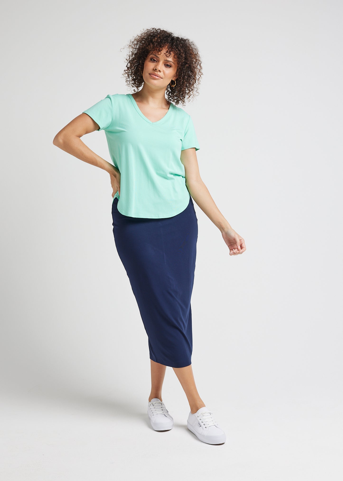 Veronica Bamboo V-Neck T-Shirt - Mint