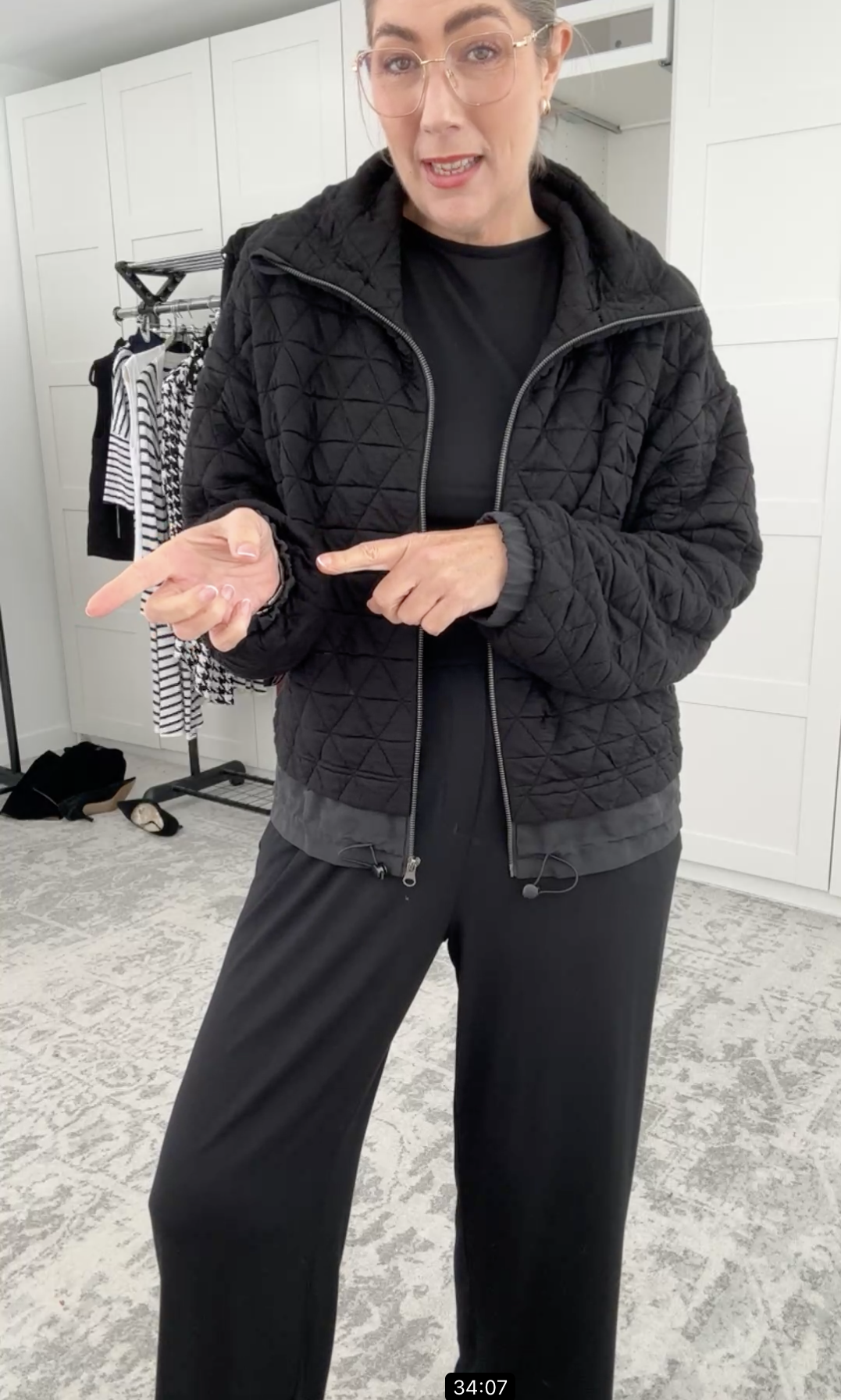 Grace Quilted Bamboo Zip Up Jacket - Black