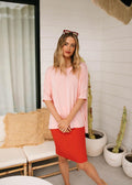 Midi Bamboo Whitney Tube Skirt - Fiery Red