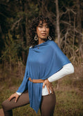 Carrie Cashmere & Bamboo Knit Poncho - Ocean Blue