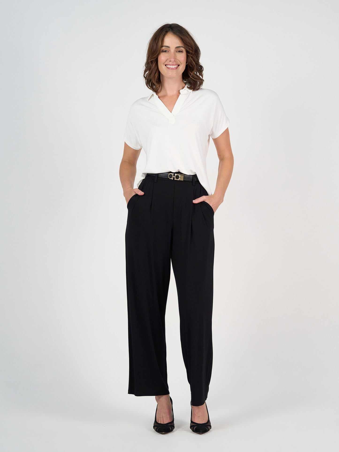 Rush Bamboo Short Sleeve Collared Polo Top - Cream