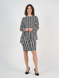 Susie Oversized Asymmetrical Bamboo Top - Houndstooth