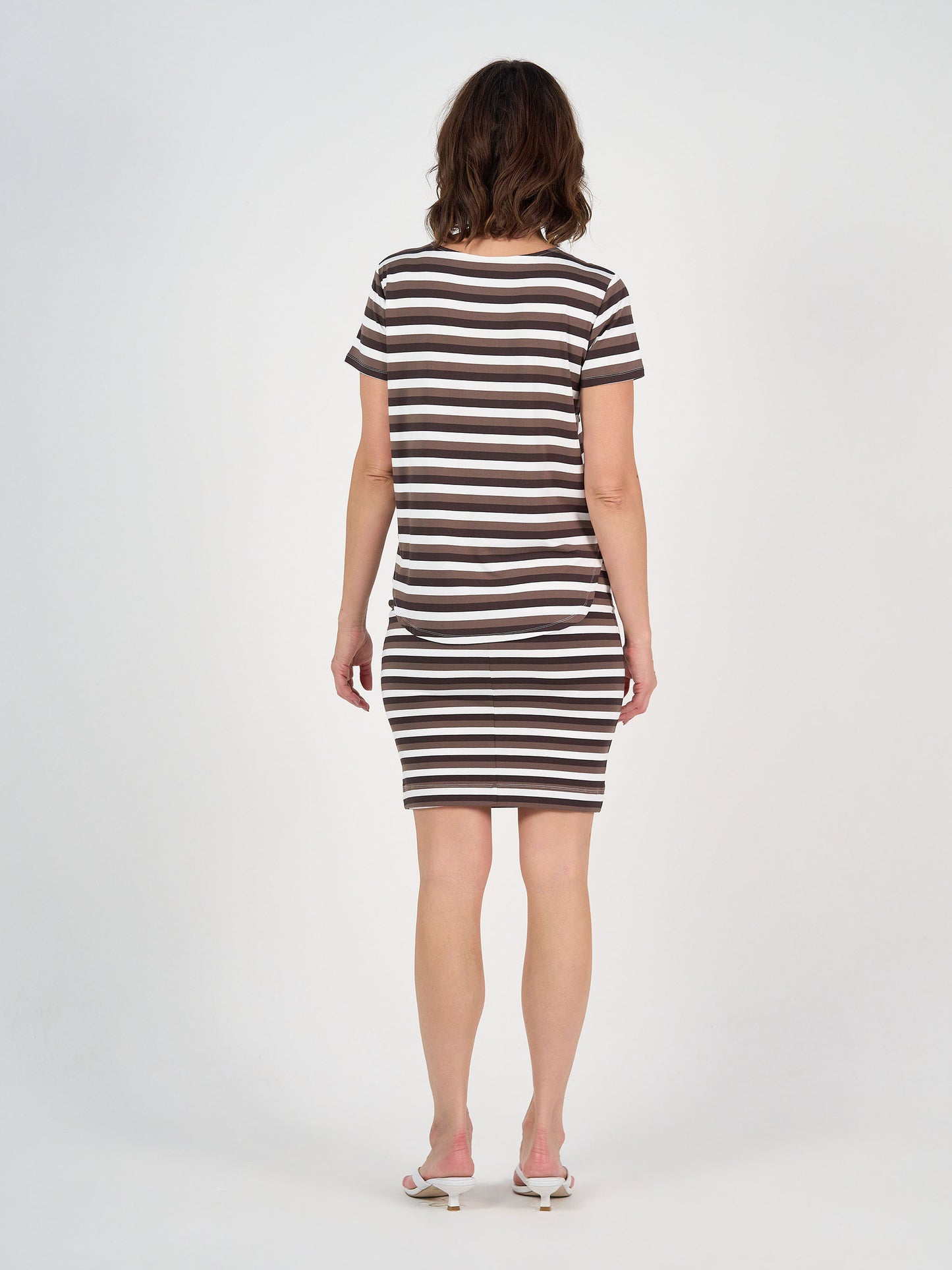 Midi Bamboo Whitney Tube Skirt - Brown Stripe