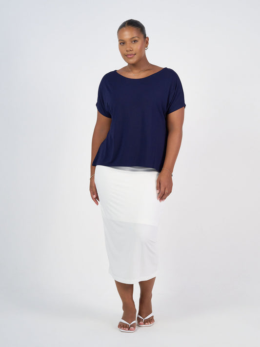 Wilde Bamboo Box Fit Tee - Navy
