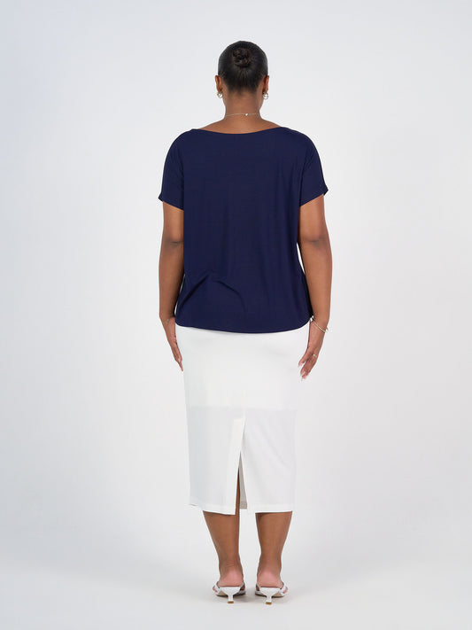 Wilde Bamboo Box Fit Tee - Navy