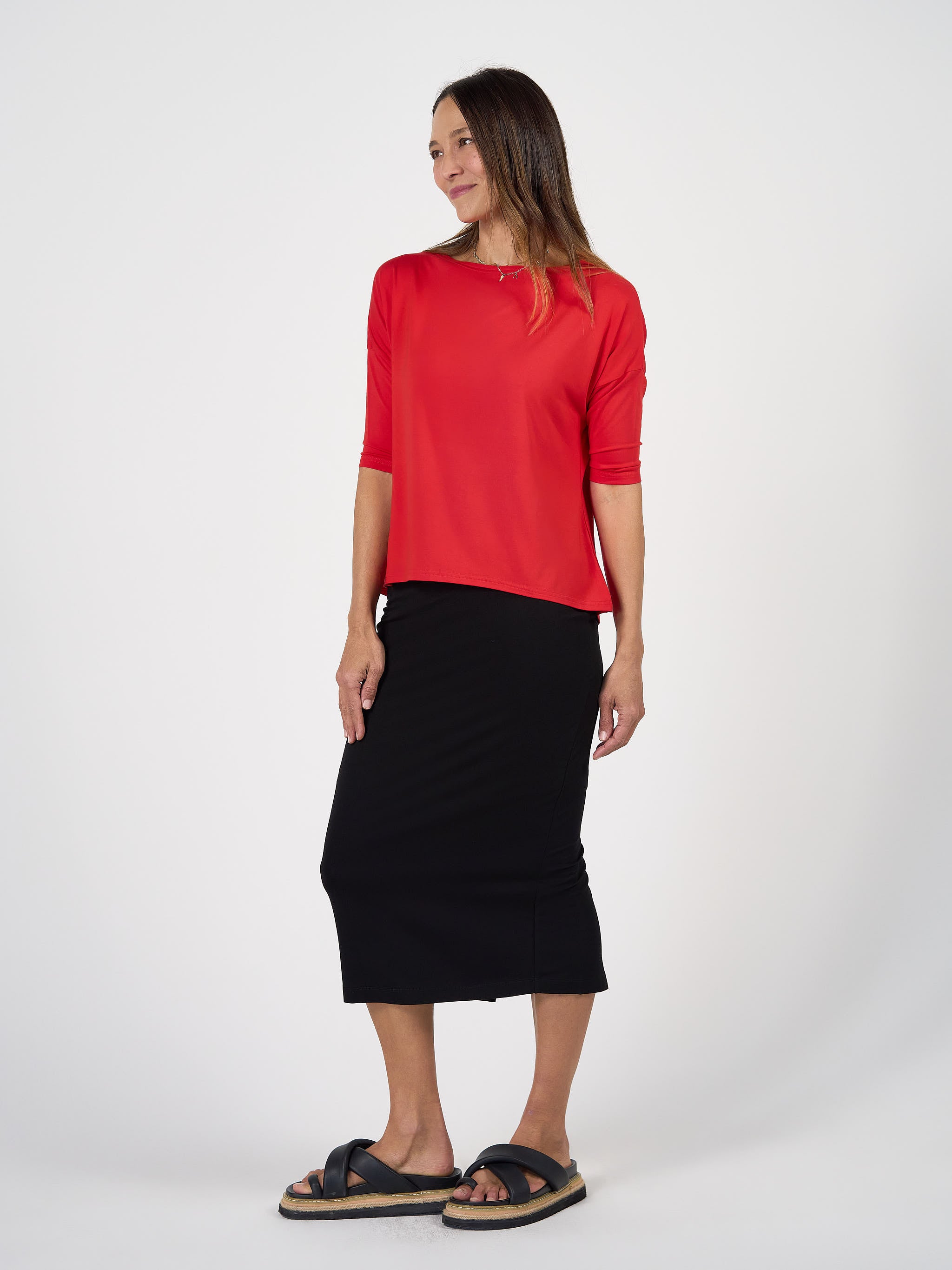 Black Sia V Neck Bamboo Long sleeve Top By Lou Lou Australia.