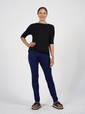 Warwick Bamboo Fold Over Waist Pant - Navy
