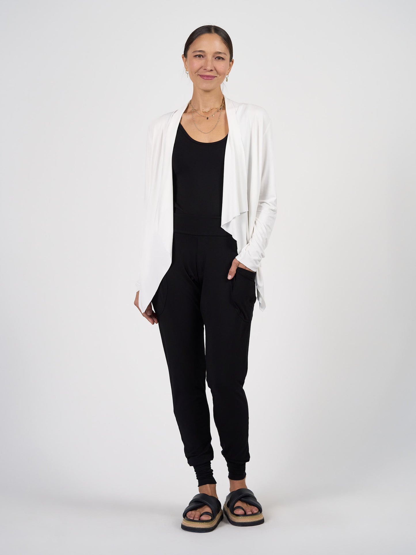 Joni Bamboo Waterfall Cardigan/Jacket - Cream