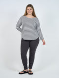 Adele Long Sleeve Bamboo Top - Grey Marle & Black Stripe