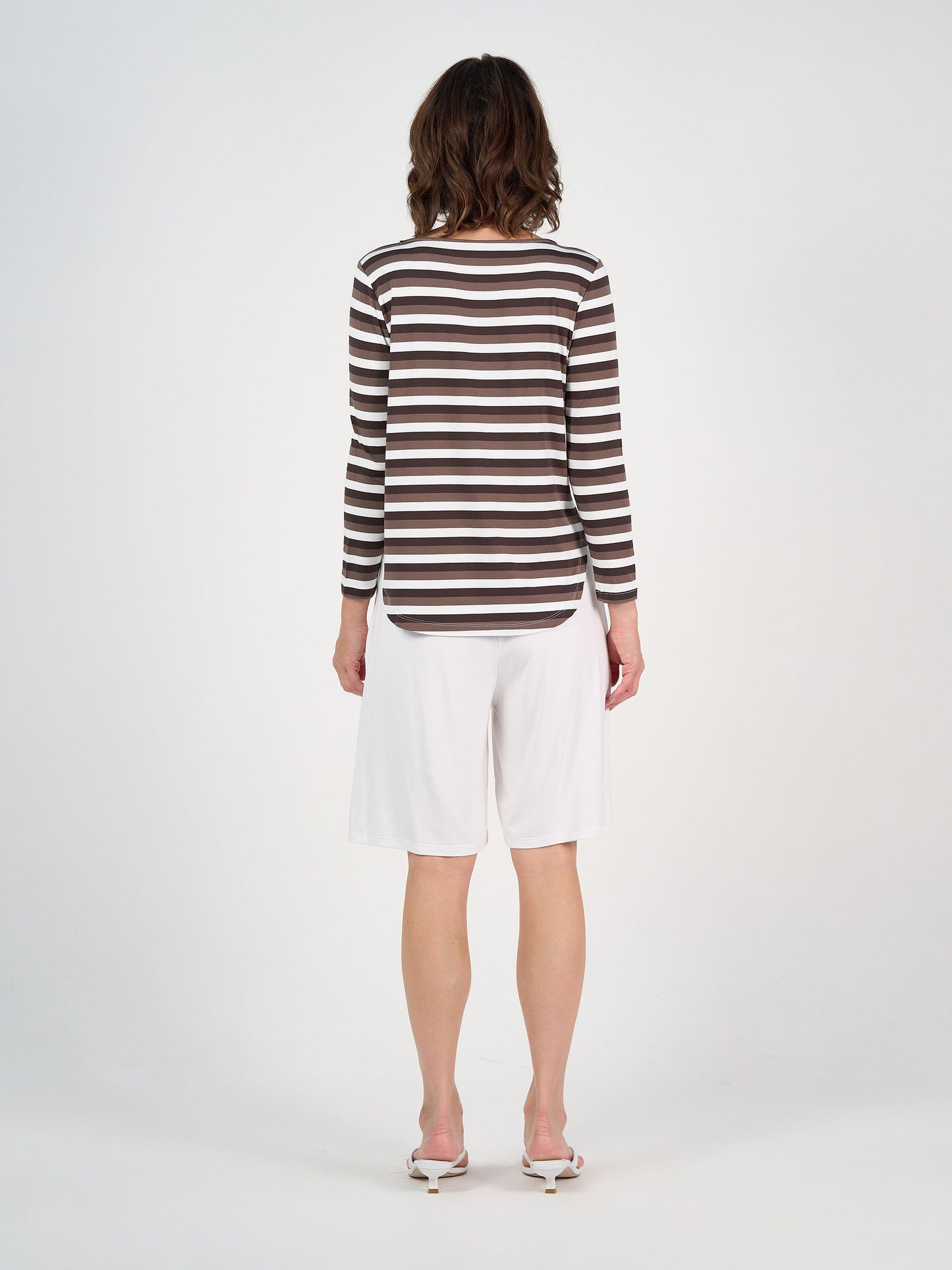 Adele Long Sleeve Bamboo Top - Brown Stripe