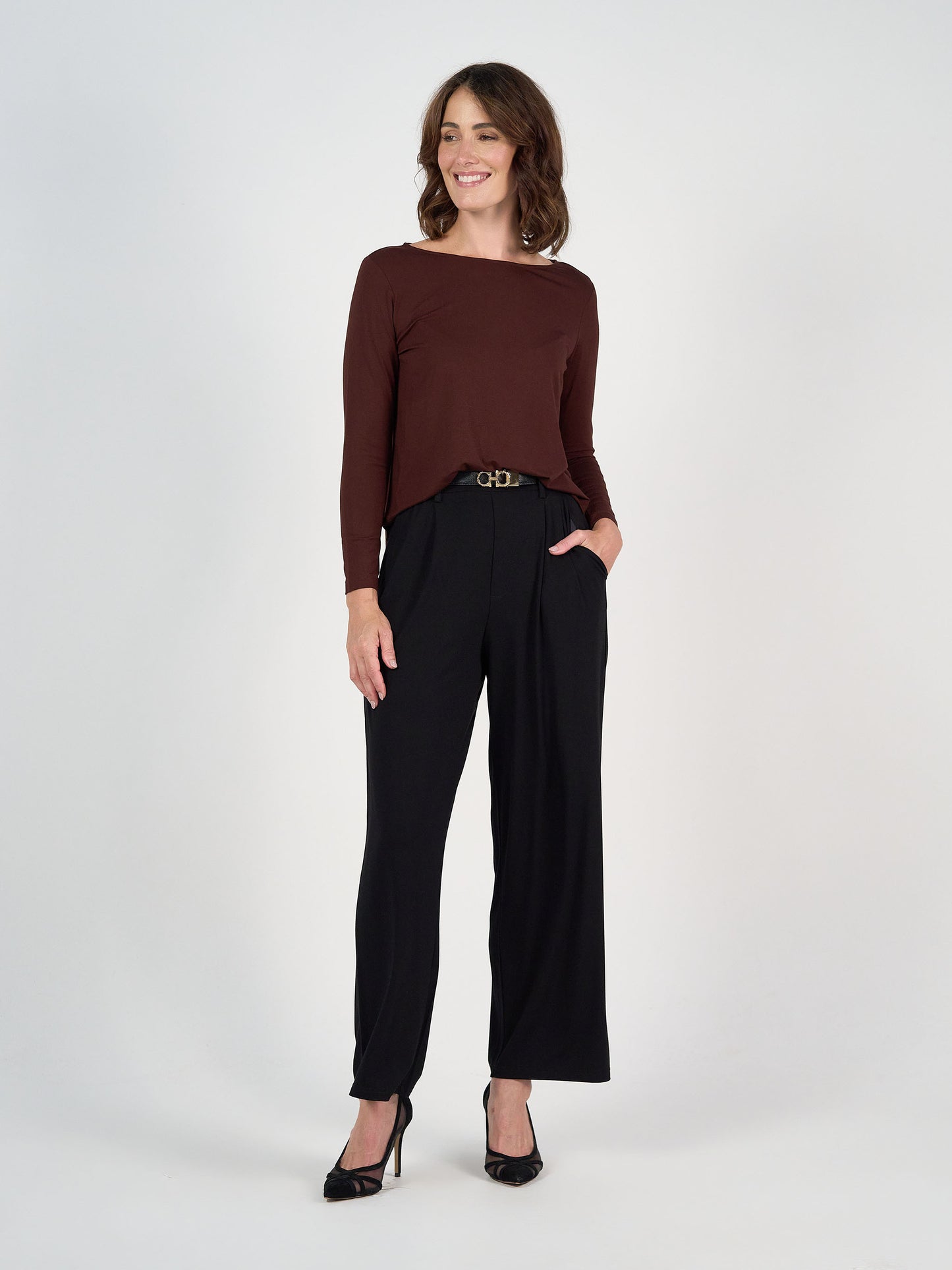 Adele Long Sleeve Bamboo Top - Burgundy