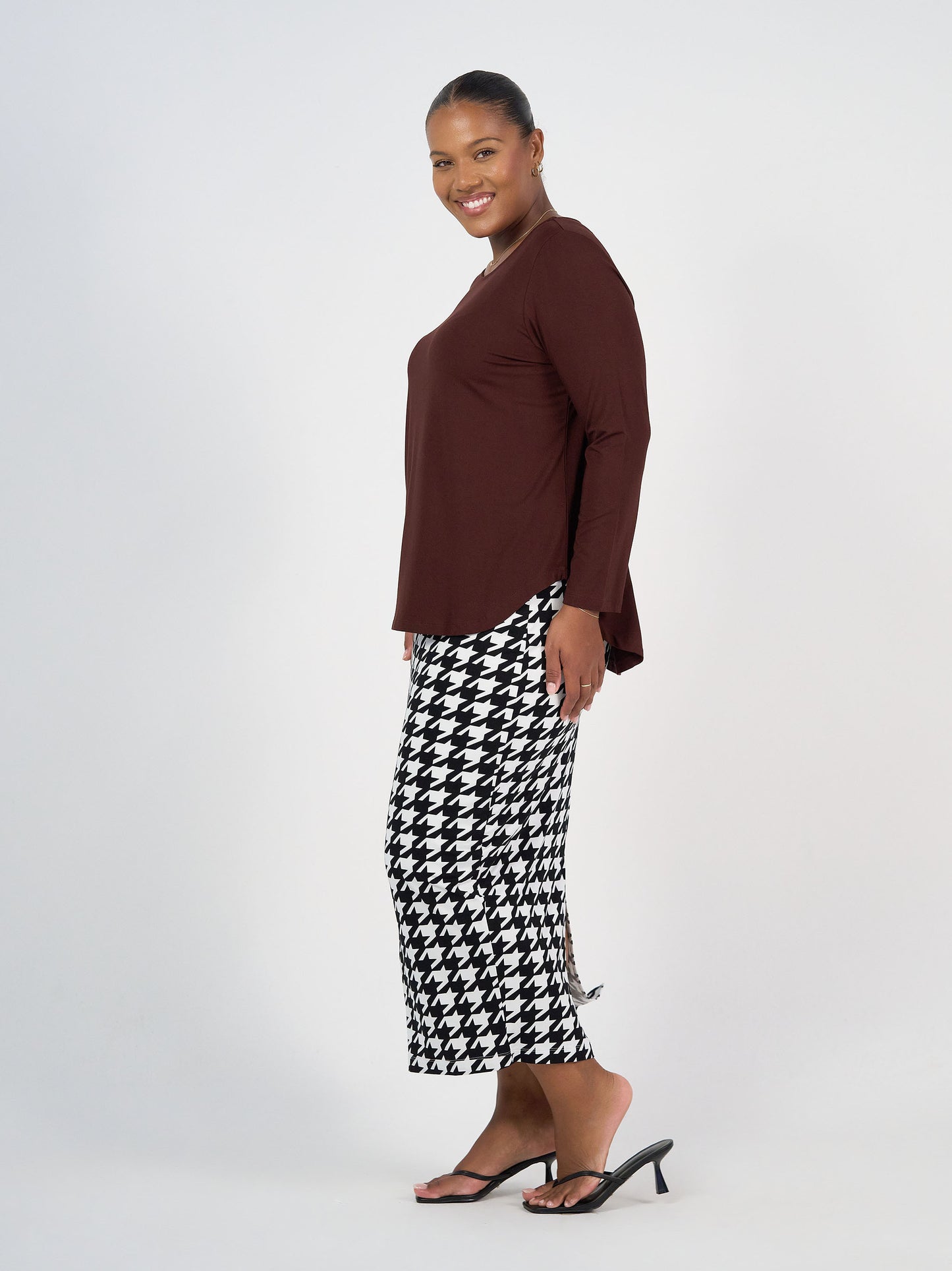 Adele Long Sleeve Bamboo Top - Burgundy