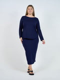 Adele Long Sleeve Bamboo Top - Navy