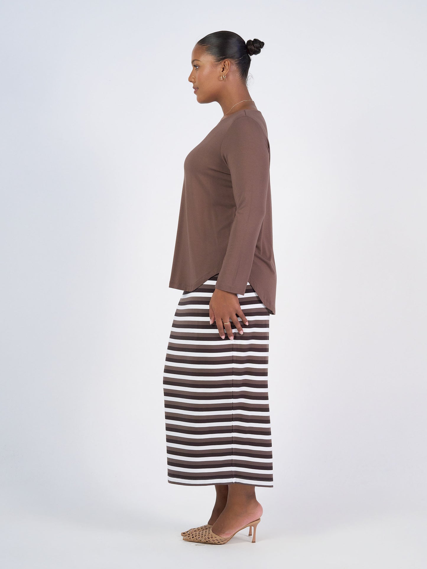 Adele Long Sleeve Bamboo Top - Chocolate