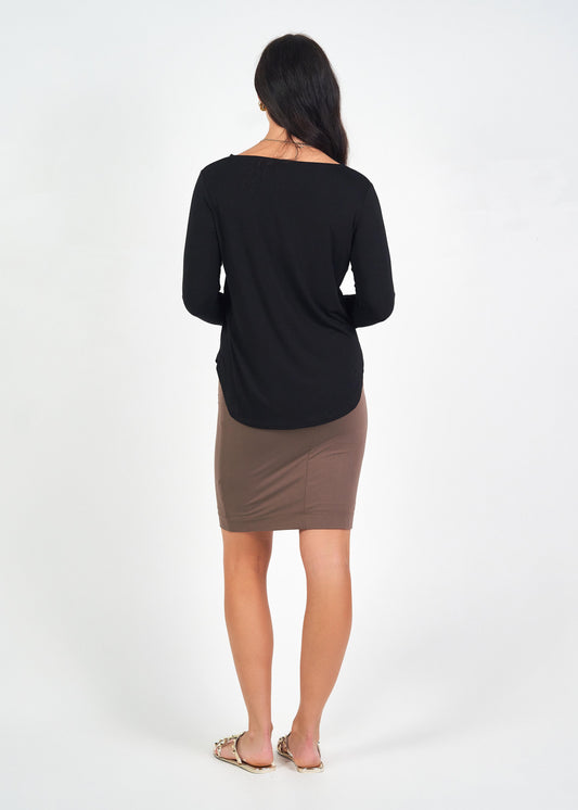 Lou Lou Australia Adele Long Sleeve Bamboo Top in black.