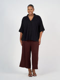 Alanis 3/4 Sleeve Collared Bamboo Shirt - Black