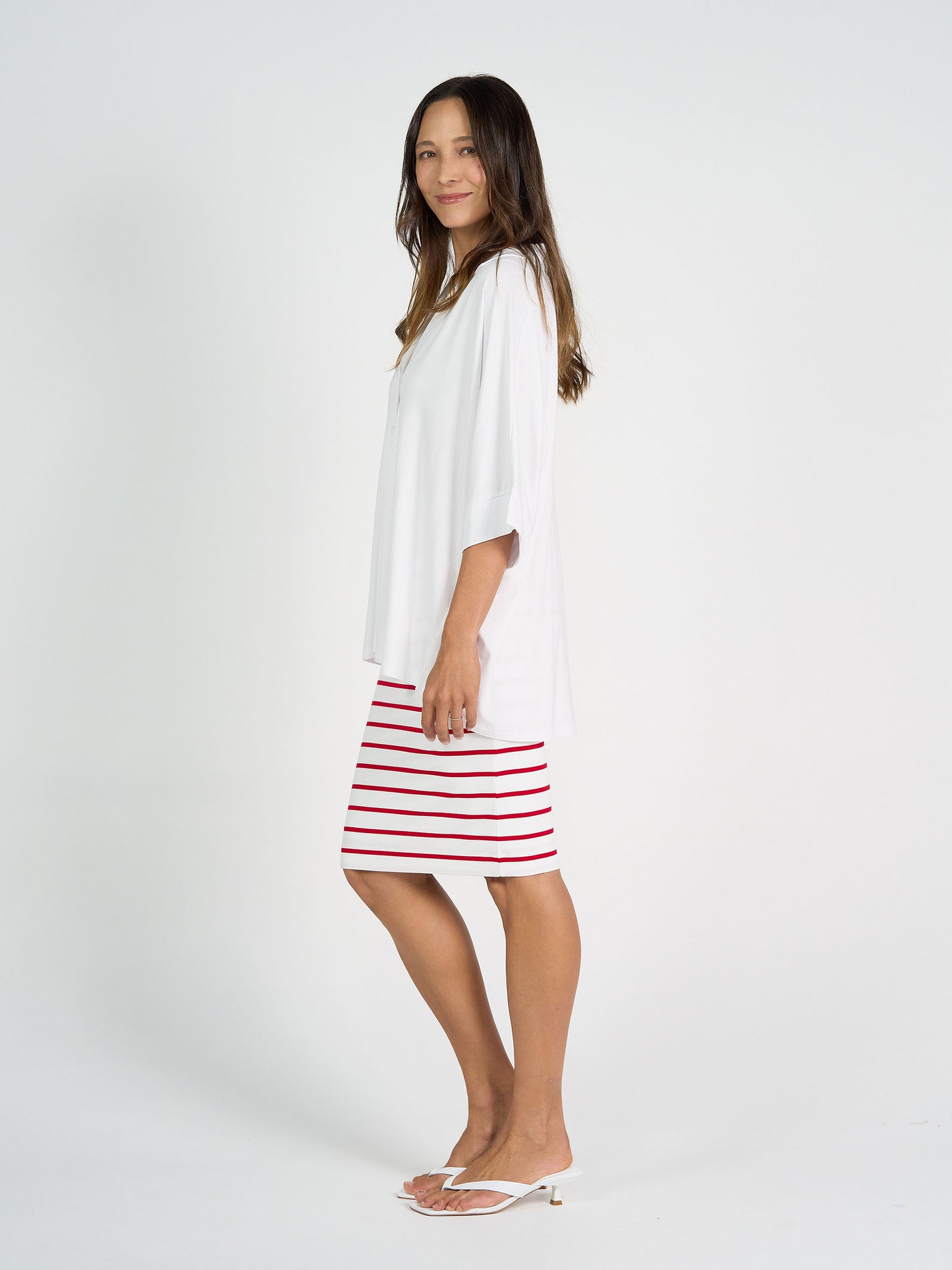 Alanis 3/4 Sleeve Collared Shirt - White