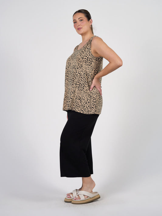 Ciara 7/8 Length Bamboo Culotte Pant - Black