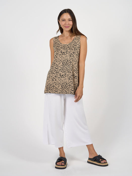 Alicia Reversible Bamboo Singlet Top - Brown Leopard