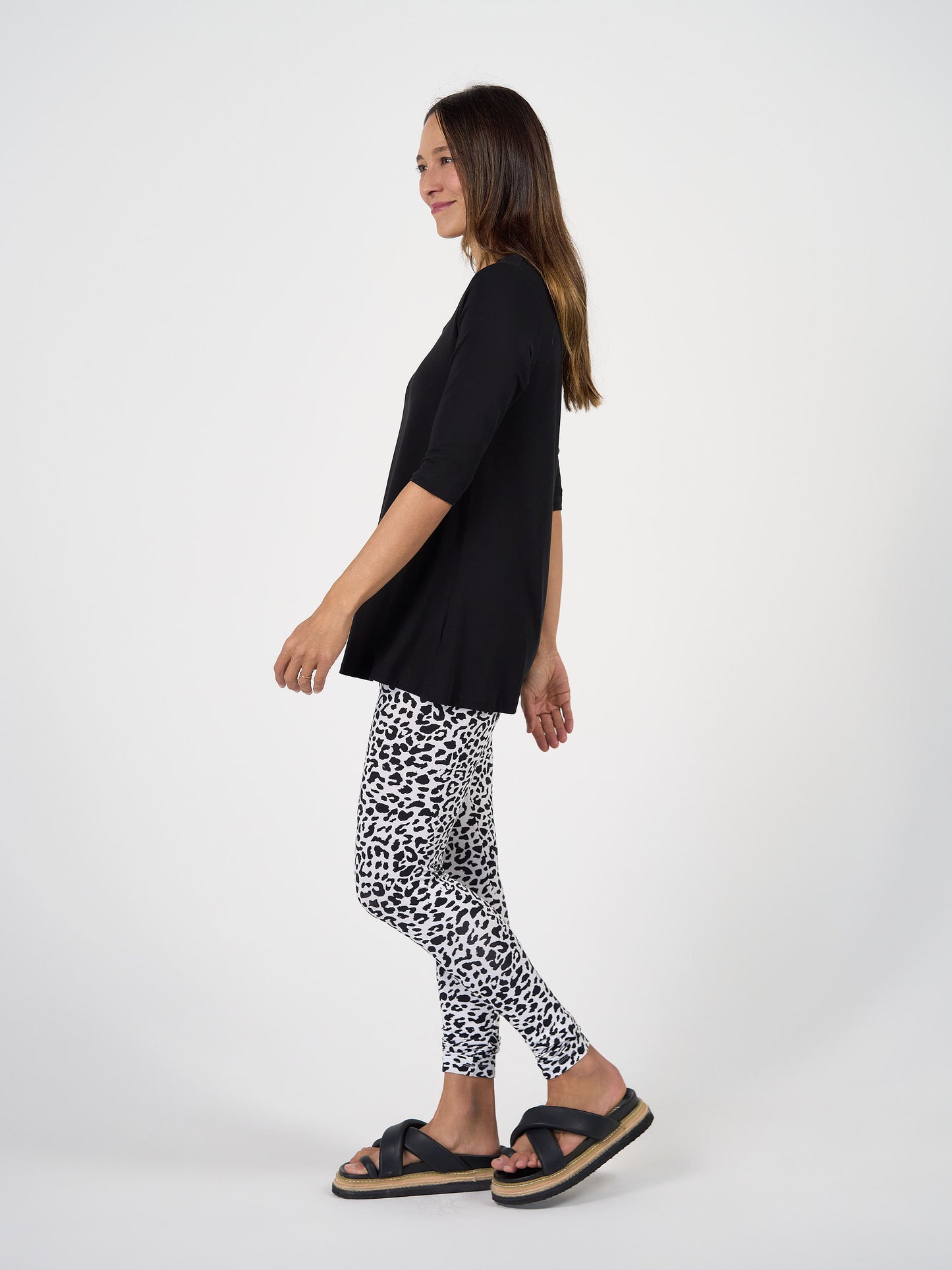Aretha 3/4 Sleeve Bamboo Top - Black