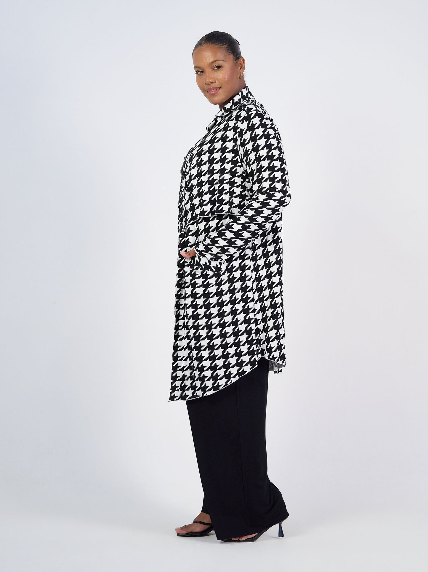 Avril Bamboo Trench Coat - Houndstooth