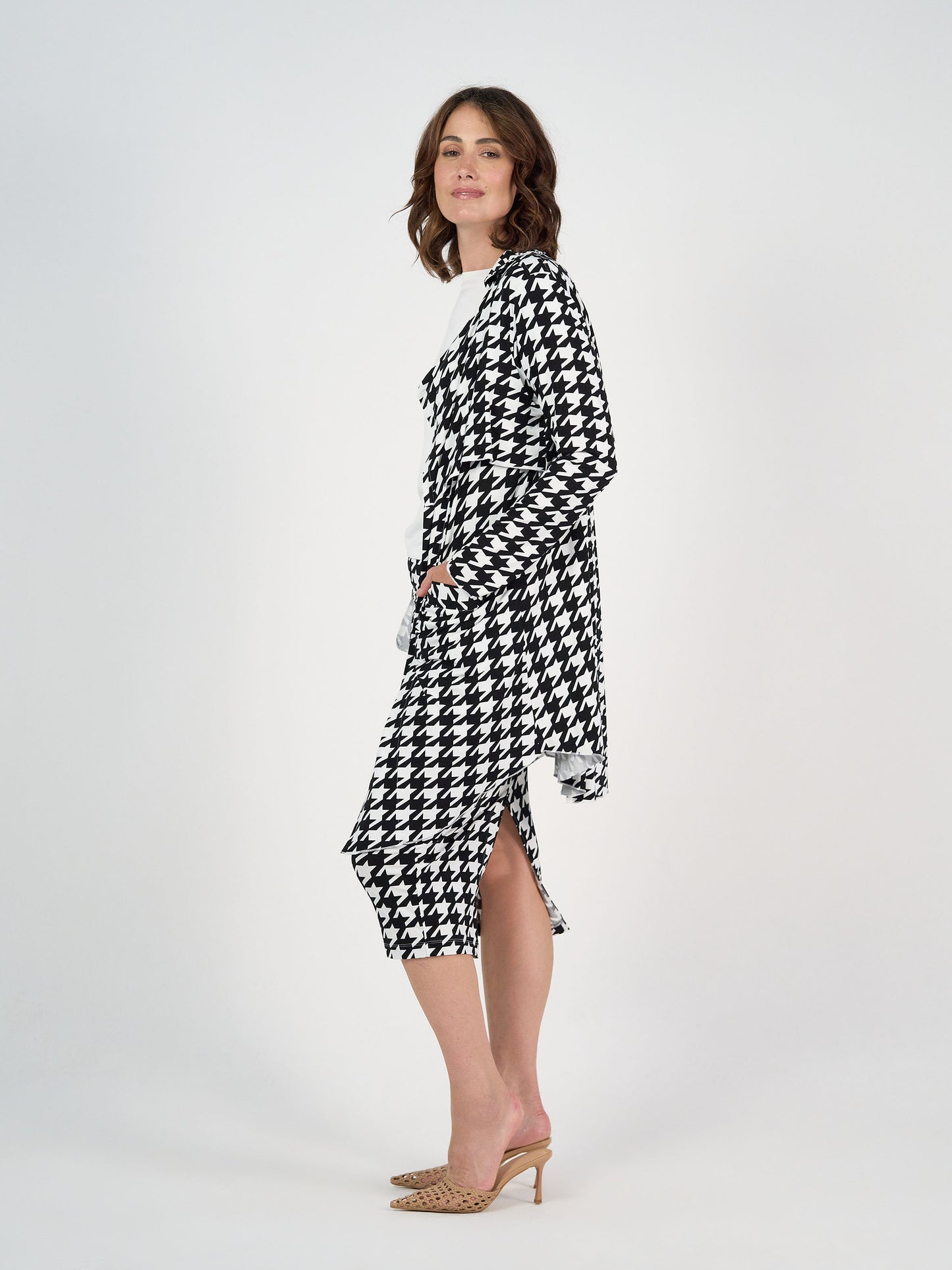 Avril Bamboo Trench Coat - Houndstooth