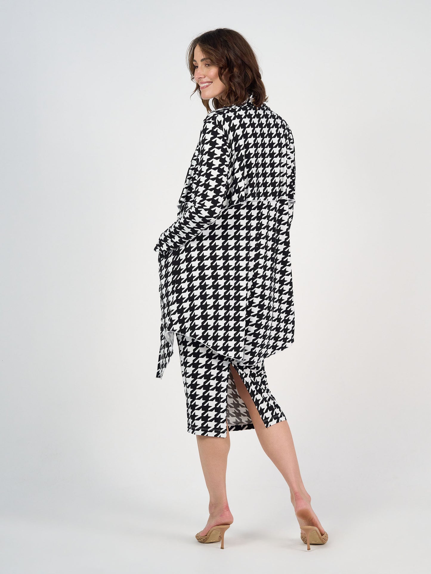 Avril Bamboo Trench Coat - Houndstooth