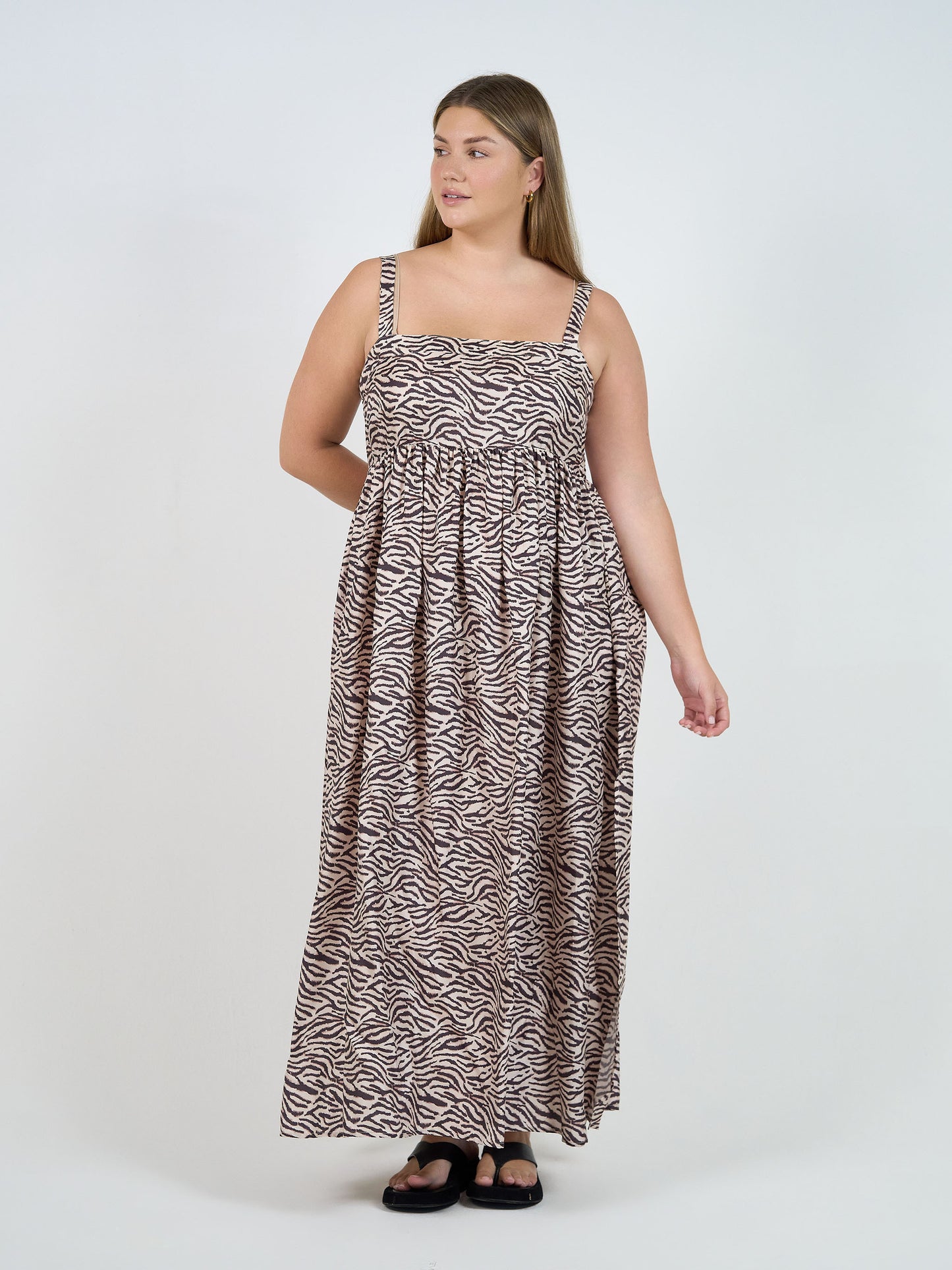 Begonia Sleeveless Silk Maxi Dress - Zebra