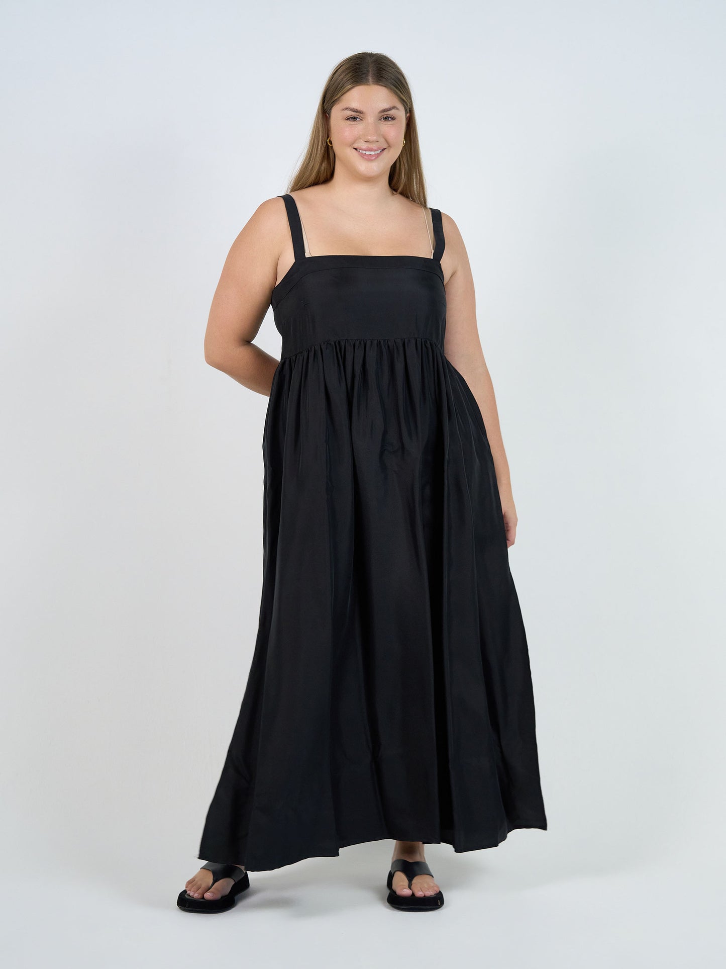 Begonia Sleeveless Silk Maxi Dress - Black