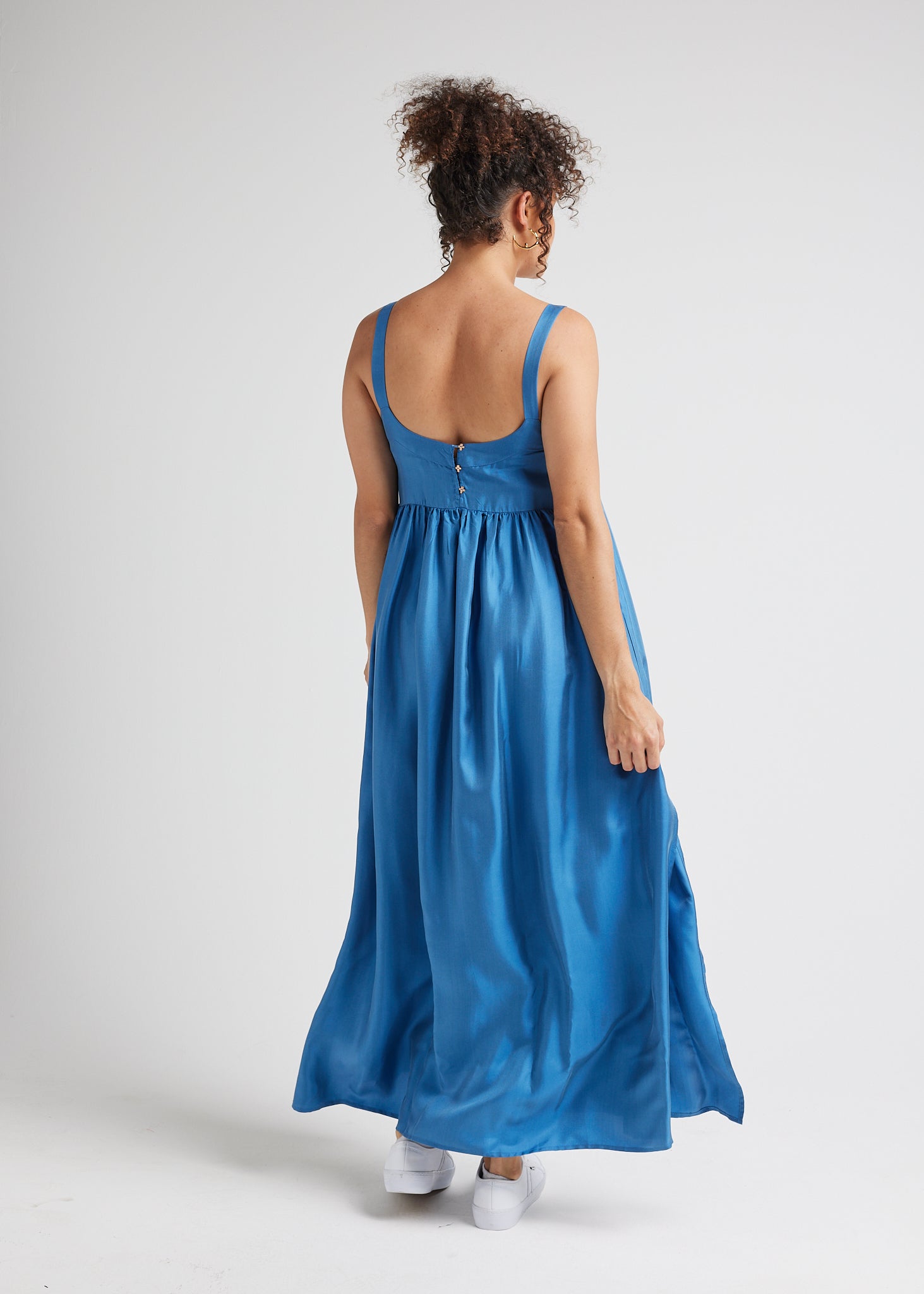 bridesmaid dresses fayetteville nc Begonia Sleeveless Silk Maxi Dress in Blue