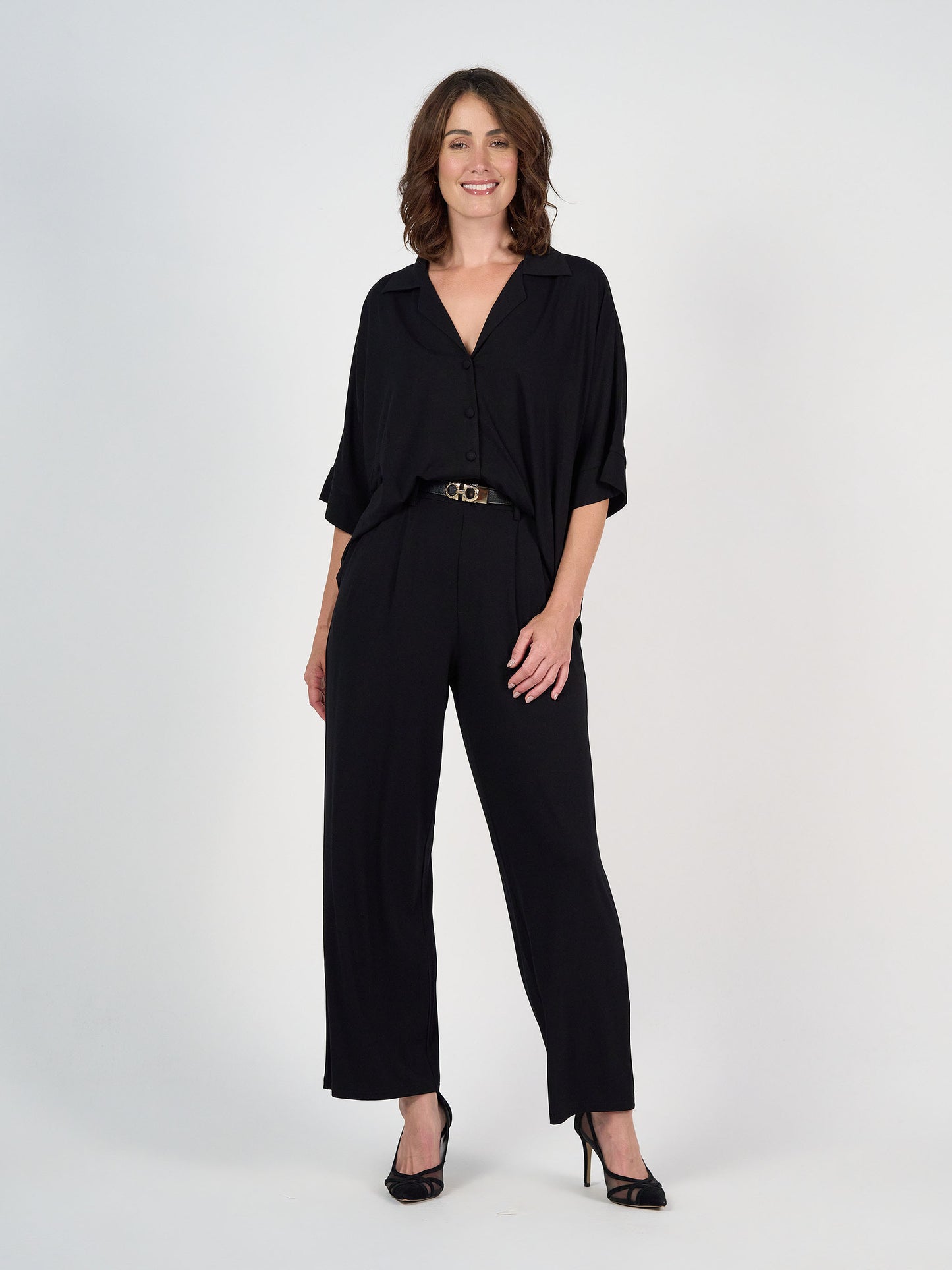 Billie Bamboo Wide Leg Dress Pant - Black