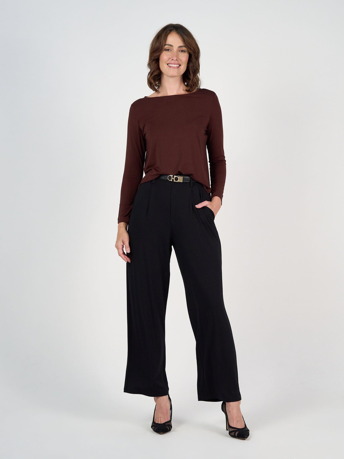 Billie Bamboo Wide Leg Dress Pant - Black