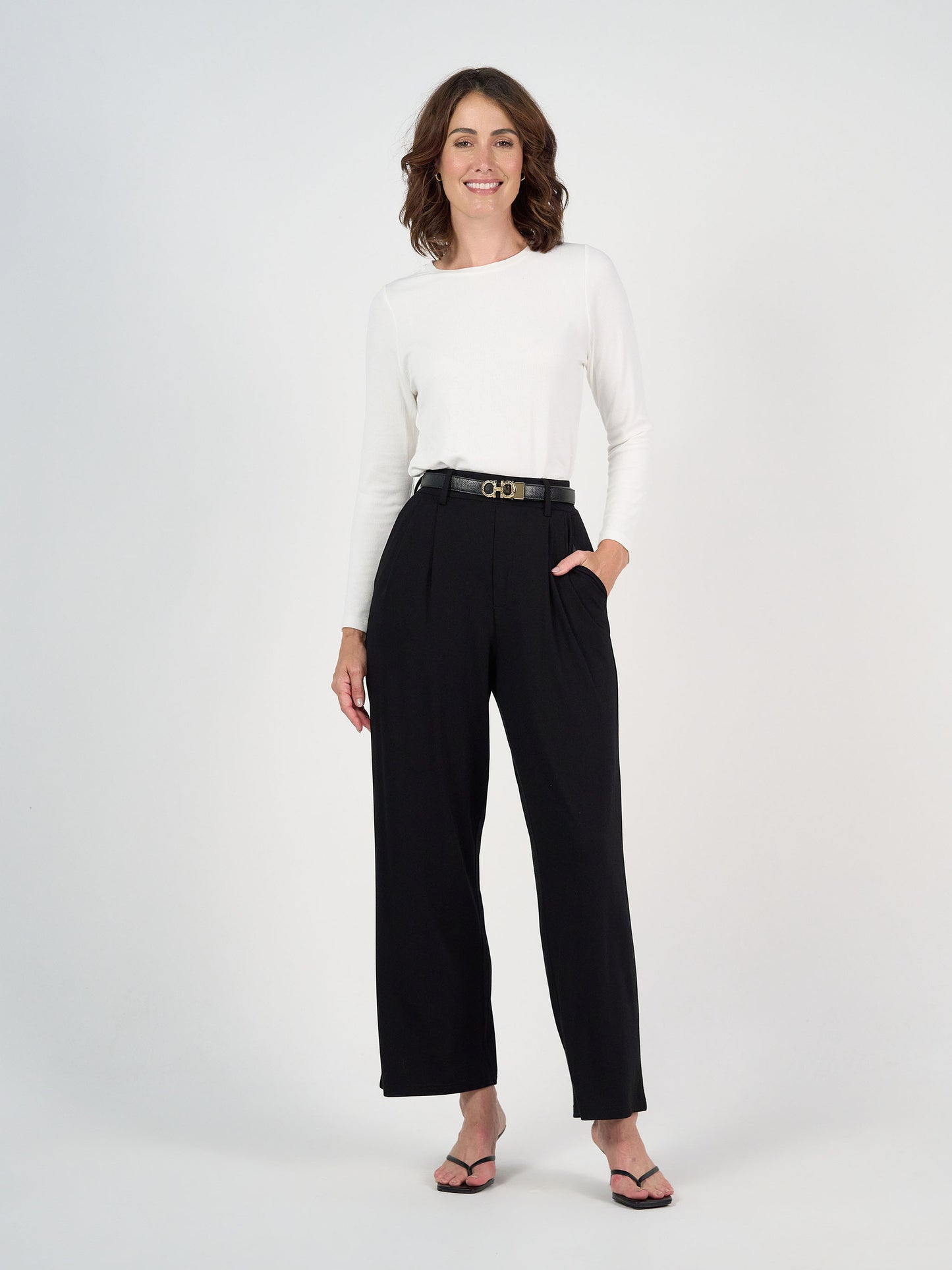 Billie Bamboo Wide Leg Dress Pant - Black