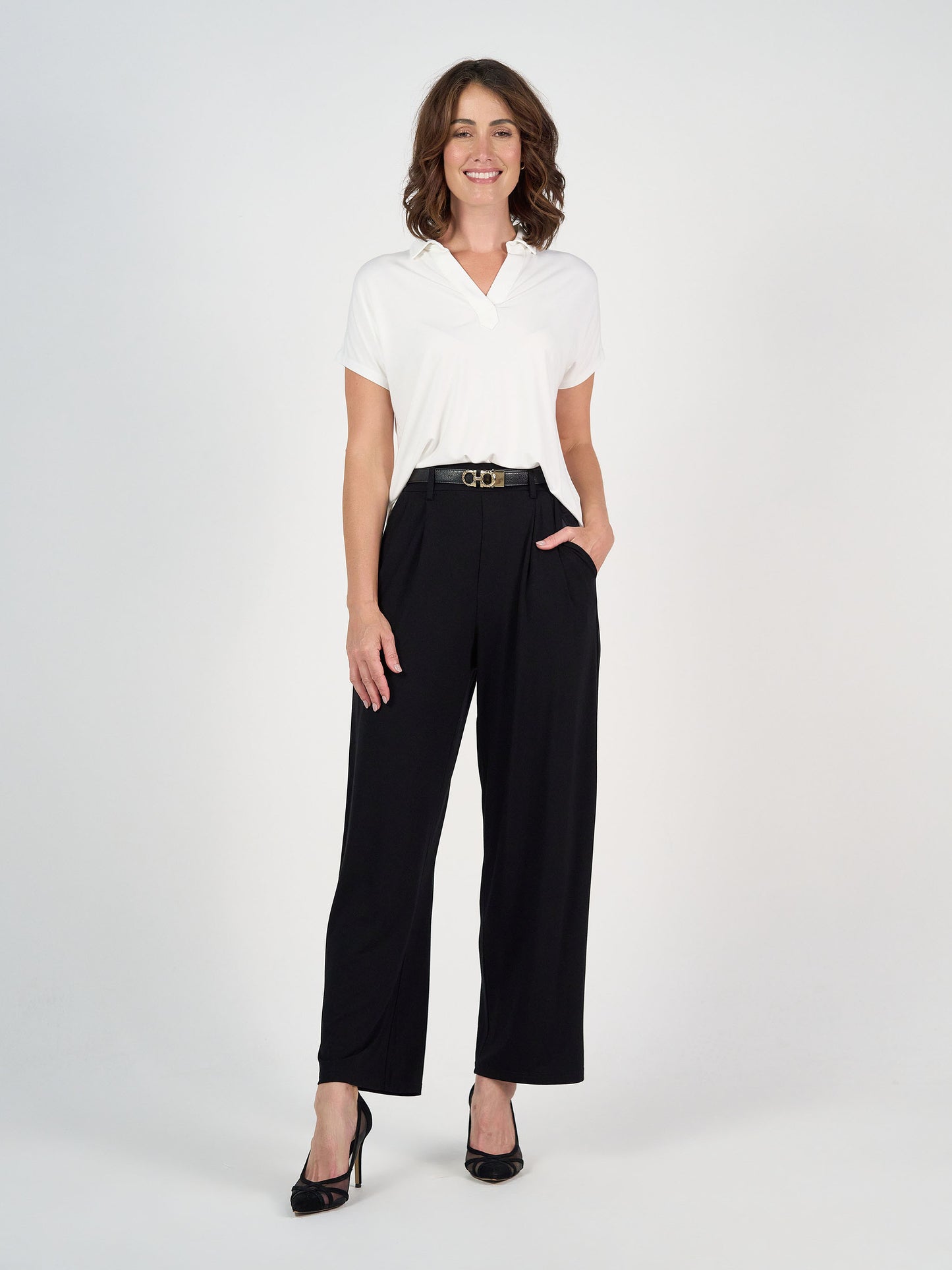 Billie Bamboo Wide Leg Dress Pant - Black
