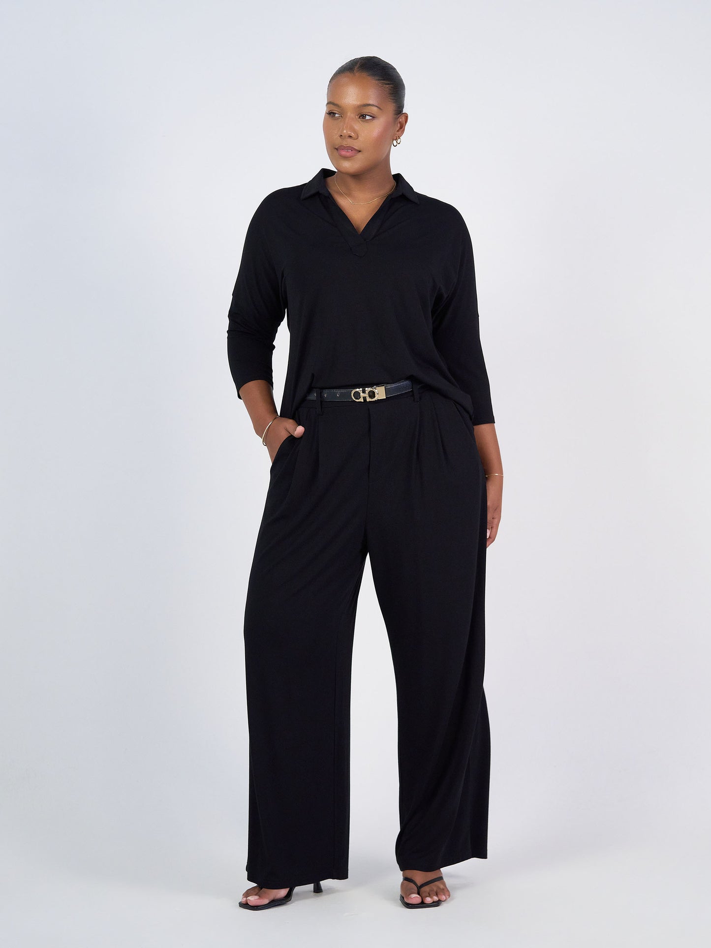 Billie Bamboo Wide Leg Dress Pant - Black