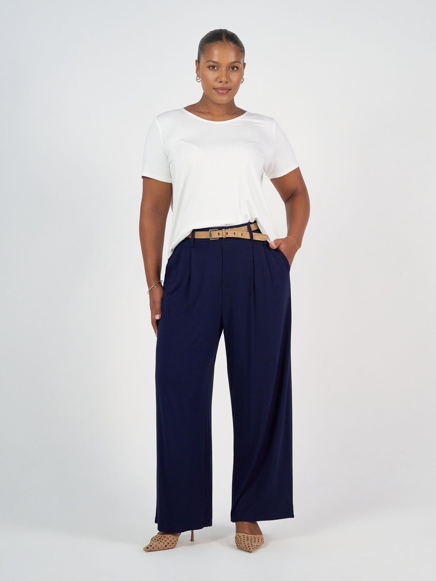 Billie Bamboo Wide Leg Dress Pant - Navy