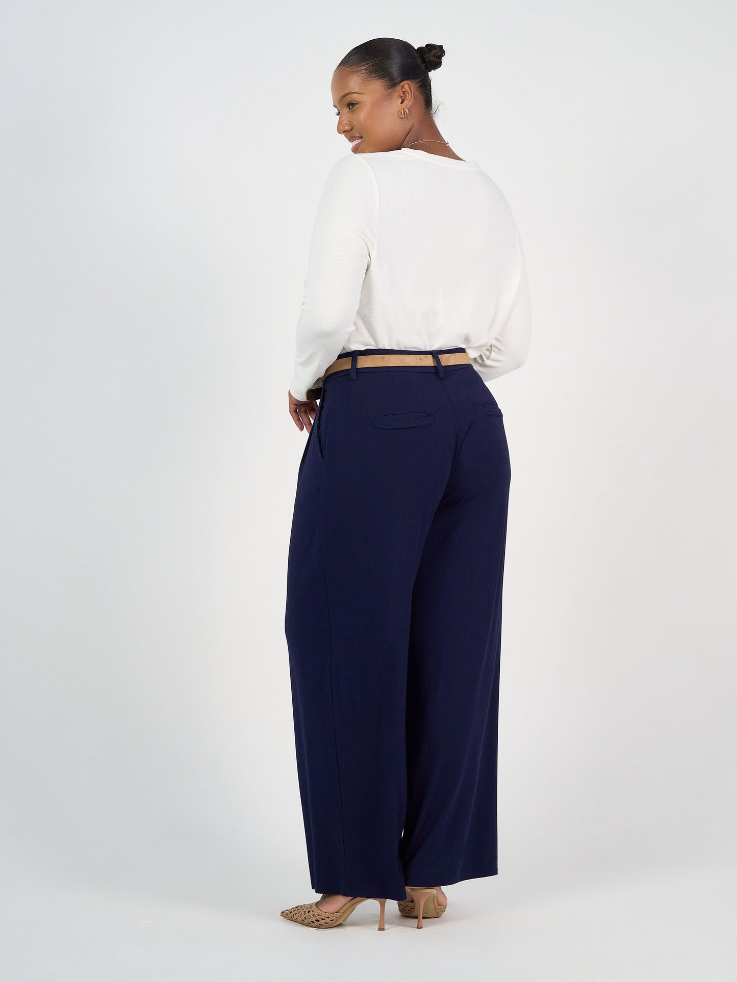 Billie Bamboo Wide Leg Dress Pant - Navy