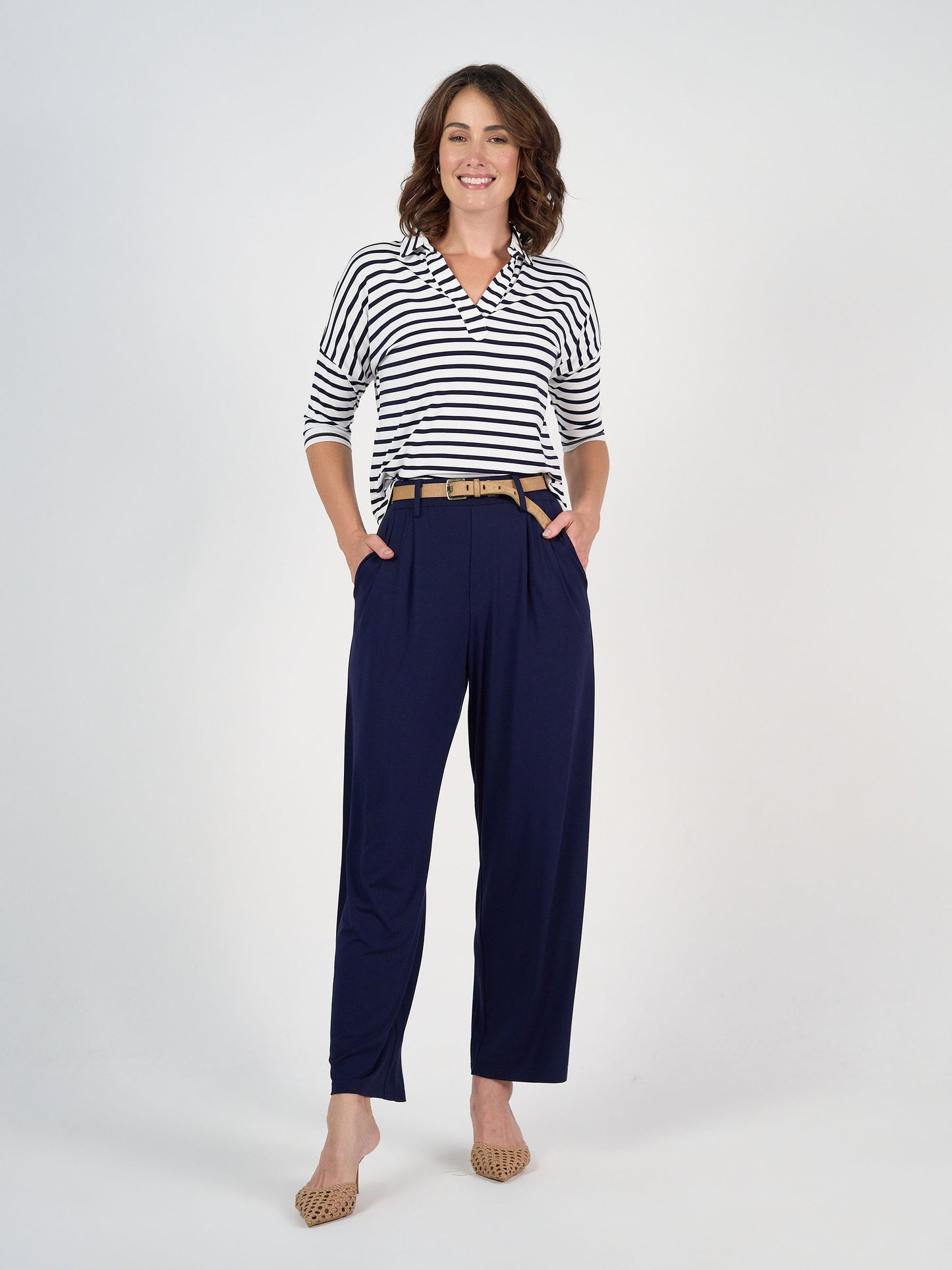 Billie Bamboo Wide Leg Dress Pant - Navy