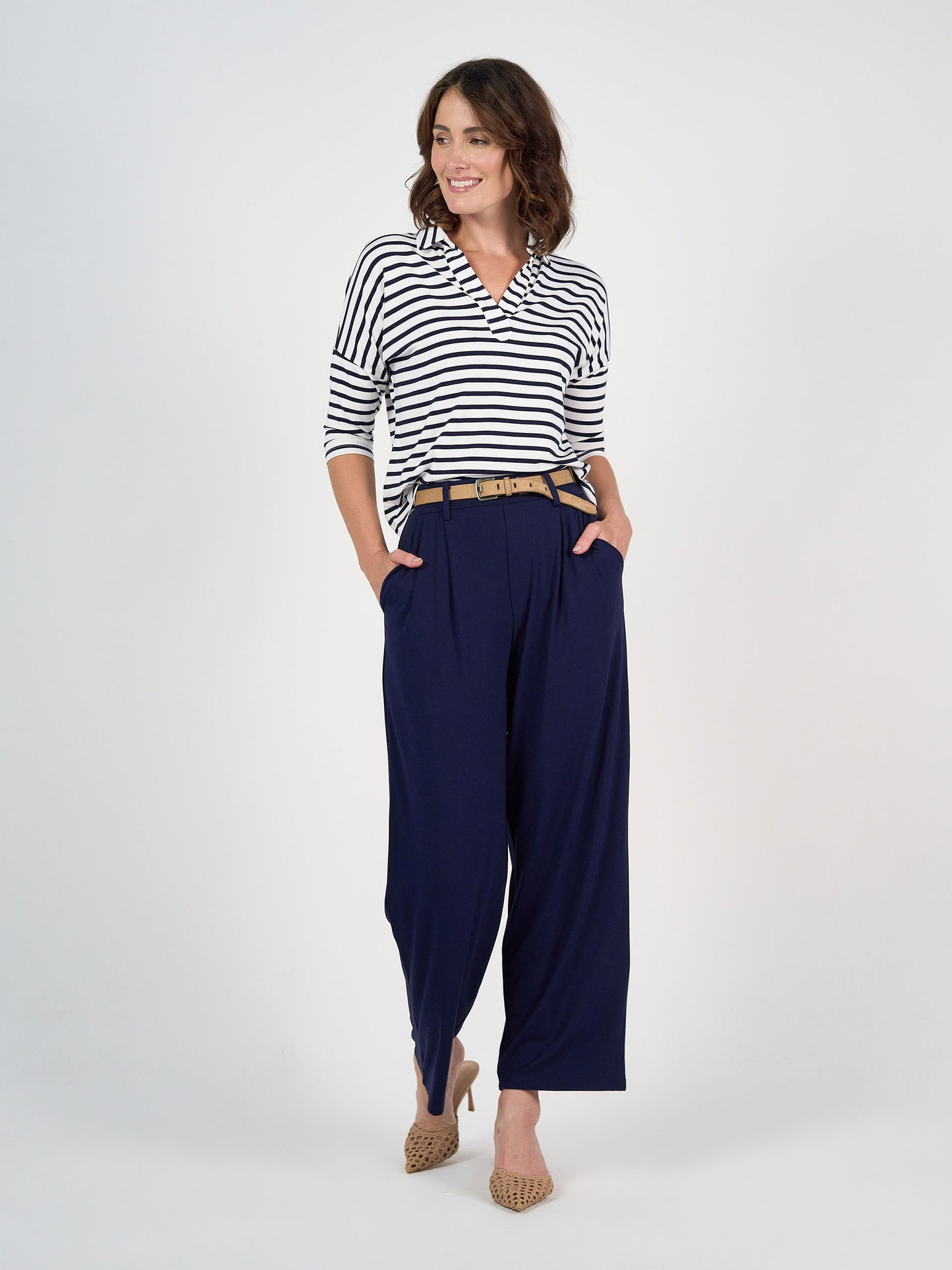 Billie Bamboo Wide Leg Dress Pant - Navy