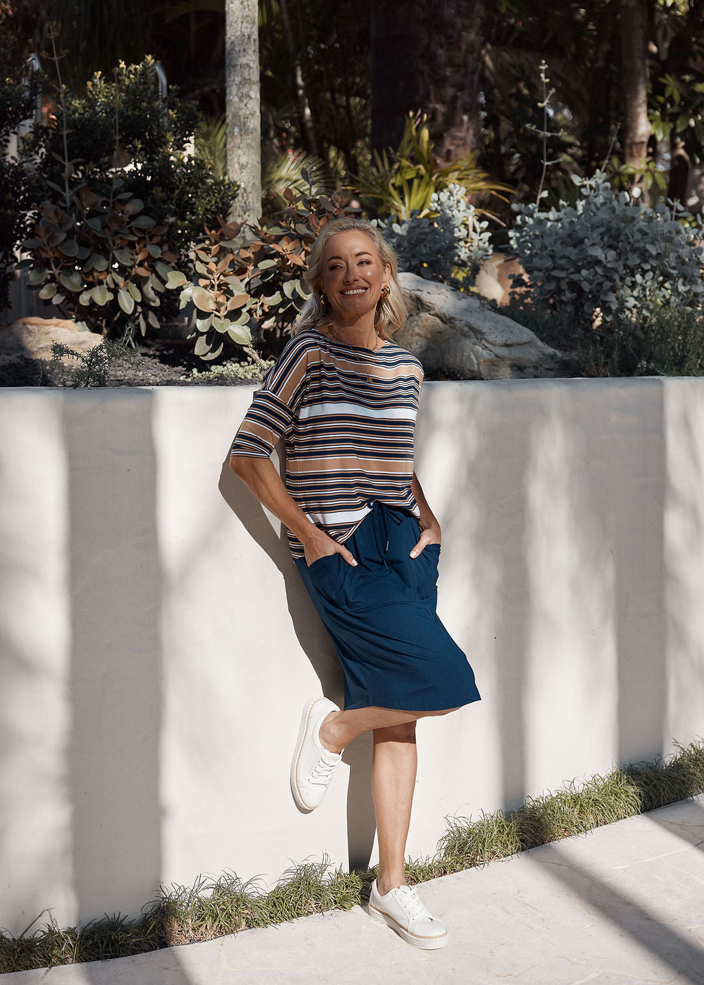Camila 3/4 Sleeve Bamboo Top - Stripe