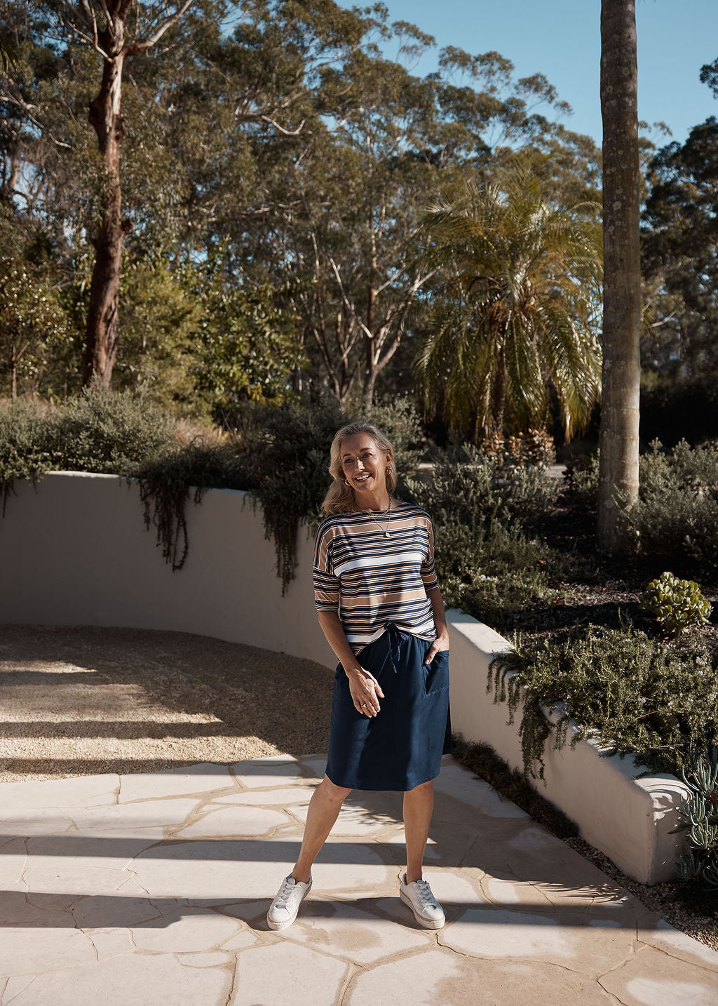 Camila 3/4 Sleeve Bamboo Top - Stripe