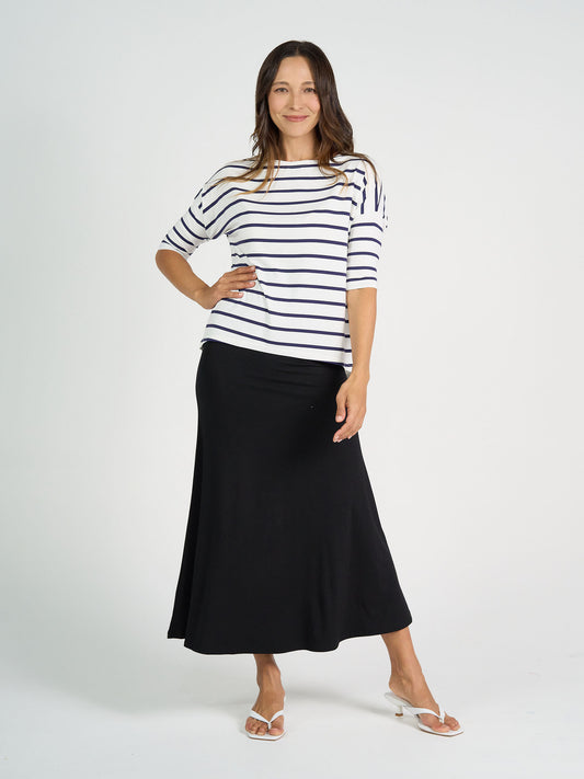 Camila 3/4 Sleeve Bamboo Top - Blue & White Stripe