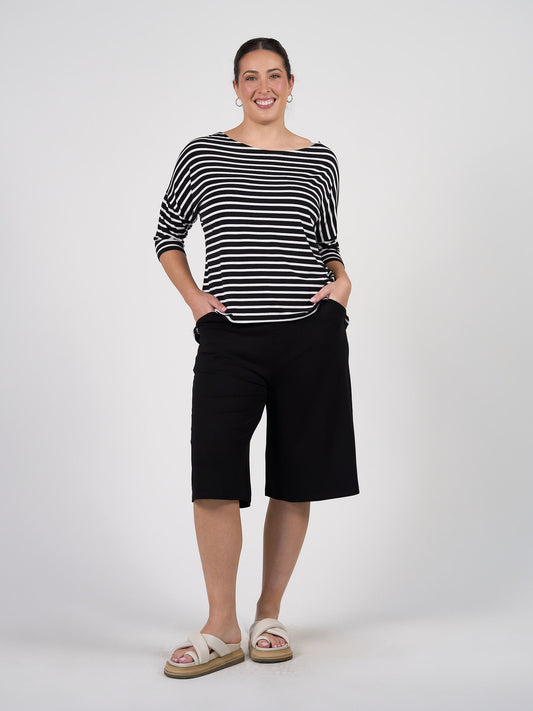 Bakar 3/4 Length Bamboo Culottes - Black