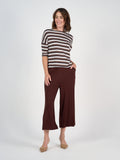 Camila 3/4 Sleeve Bamboo Top - Brown Stripe